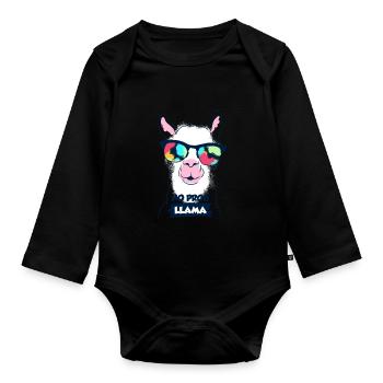 Lama - Organic Longsleeve Baby Bodysuit - black - Front