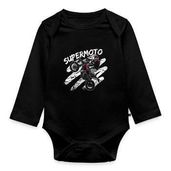 Supermotard / Supermotard / Supermotard Wheelie - Body Bébé bio manches longues - noir - Devant