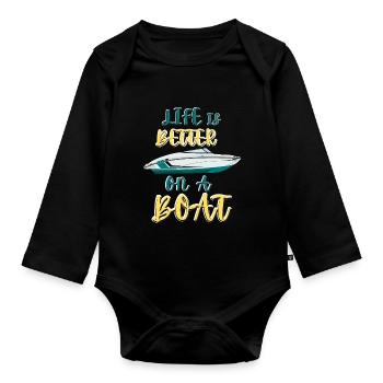 Régate de bateaux . Yacht à moteur à moteur. Yacht à voile - Body Bébé bio manches longues - noir - Devant