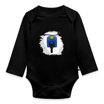 Schwalbe KR51 / Schwalbenfahrer / Ostalgie / Mofa - Baby Bio-Langarm-Body - Schwarz - Vorne