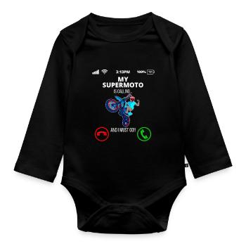 Supermoto / Supermotard / Supermoto Wheelie Biker - Organic Longsleeve Baby Bodysuit - black - Front