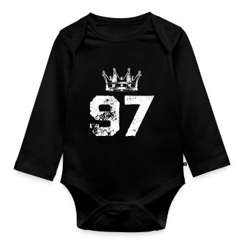 97 Couronne numérique - Body Bébé bio manches longues - noir - Devant