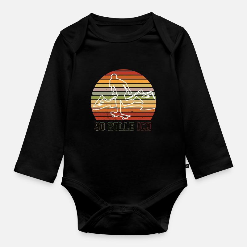 Skateboard Skateboard Skateboarder Patinage - Body Bébé bio manches longues - noir