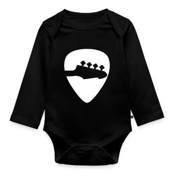 Guitare Plectrum Guitariste Vintage Retro - Body Bébé bio manches longues - noir - Devant