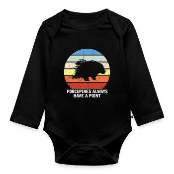 Porcupines Designs for Animal Lovers Rodent - Organic Longsleeve Baby Bodysuit - black - Front
