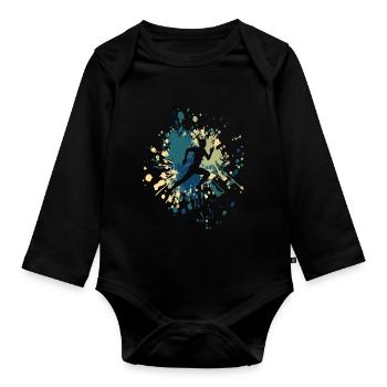 Athlétisme Running Sport Color Splash - Body Bébé bio manches longues - noir - Devant