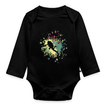 Éclaboussure de couleur De plongeur - Body Bébé bio manches longues - noir - Devant