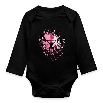 Fitness Weightlifting Sport Color Splash - Baby Bio-Langarm-Body - Schwarz - Vorne