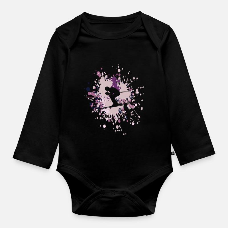 Ski Speed Color Splash - Body Bébé bio manches longues - noir