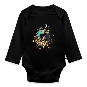 Vélo Descente Couleur Splash - Body Bébé bio manches longues - noir - Devant