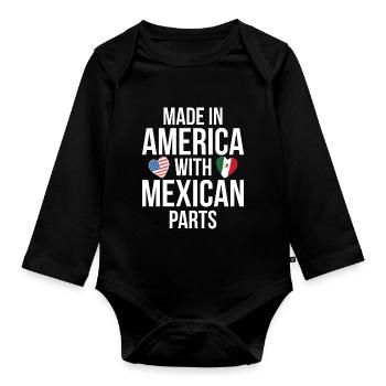MADE IN AMERICA WITH MEXICAN PARTS - Organic Longsleeve Baby Bodysuit - black - Front