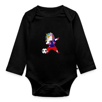 Australien-fußball-tupfendes Geschenk - Baby Bio-Langarm-Body - Schwarz - Vorne