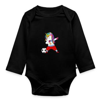 Argentina Football Dabbing Gift - Organic Longsleeve Baby Bodysuit - black - Front