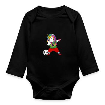 Brésil football dabbing cadeau - Body Bébé bio manches longues - noir - Devant