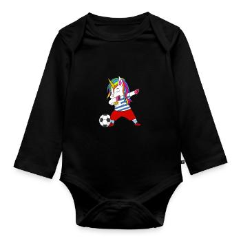 Uruguay fußball tupfen geschenk - Baby Bio-Langarm-Body - Schwarz - Vorne