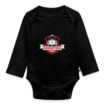 Argentina football gift - Organic Longsleeve Baby Bodysuit - black - Front