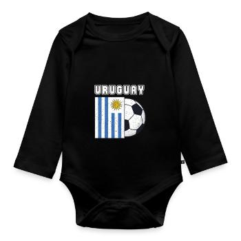 Uruguay football team flag gift - Organic Longsleeve Baby Bodysuit - black - Front