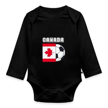 Cadeau du drapeau de l’équipe canadienne de football - Body Bébé bio manches longues - noir - Devant