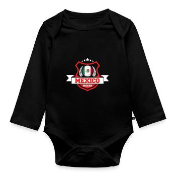 Mexico football gift - Organic Longsleeve Baby Bodysuit - black - Front
