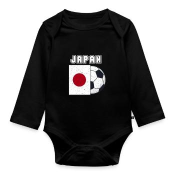 Cadeau drapeau de l’équipe de football du Japon - Body Bébé bio manches longues - noir - Devant