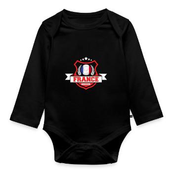 Cadeau de football français - Body Bébé bio manches longues - noir - Devant