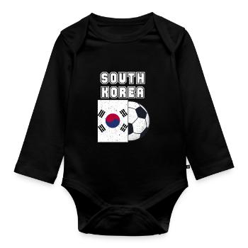 Cadeau du drapeau de l’équipe de football de Corée du Sud - Body Bébé bio manches longues - noir - Devant