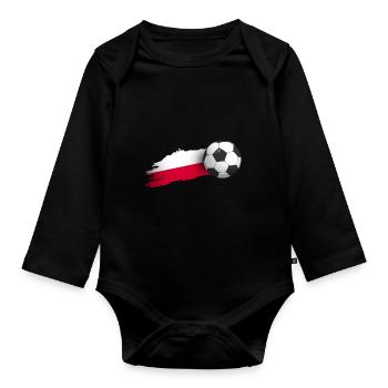 Poland football gift - Organic Longsleeve Baby Bodysuit - black - Front