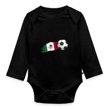 Mexico football gift - Organic Longsleeve Baby Bodysuit - black - Front
