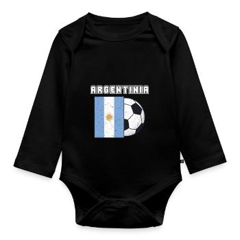 Argentina football team flag gift - Organic Longsleeve Baby Bodysuit - black - Front