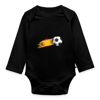 Spain football gift - Organic Longsleeve Baby Bodysuit - black - Front