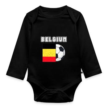 Belgium Football Team Flag Gift - Organic Longsleeve Baby Bodysuit - black - Front