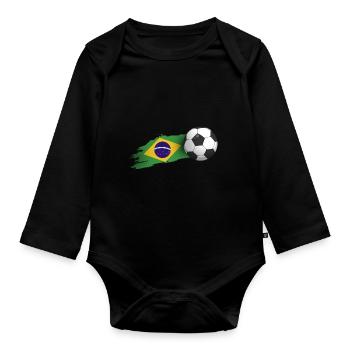 Cadeau de football au Brésil - Body Bébé bio manches longues - noir - Devant