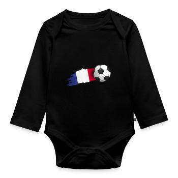 Cadeau de football français - Body Bébé bio manches longues - noir - Devant
