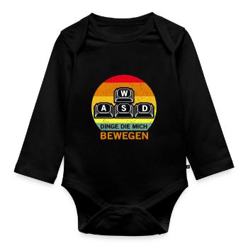 PC Master Race Gaming WASD Streaming Streamer - Baby Bio-Langarm-Body - Schwarz - Vorne