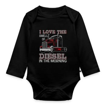 Ich Liebe Den Geruch Von Diesel Im Morning - Baby Bio-Langarm-Body - Schwarz - Vorne