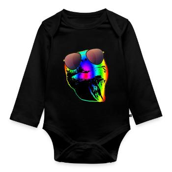Schildkröte Sonnenbrille Schildkröten Regenbogen - Baby Bio-Langarm-Body - Schwarz - Vorne