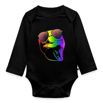 Schildkröte Sonnenbrille Schildkröten Regenbogen - Baby Bio-Langarm-Body - Schwarz - Vorne