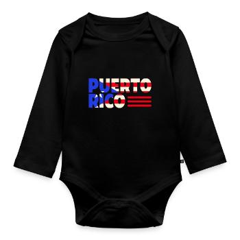 Patriotische Vintage Puerto Rico Flagge Ricaner - Baby Bio-Langarm-Body - Schwarz - Vorne