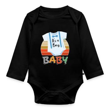 Baby It s a Boy Junge - Baby Bio-Langarm-Body - Schwarz - Vorne