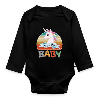 Baby It s a Boy Junge Einhorn Unicorn - Baby Bio-Langarm-Body - Schwarz - Vorne