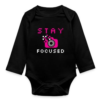 Photographer Photos Photo Cameraman Paparazzo - Organic Longsleeve Baby Bodysuit - black - Front