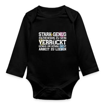 Kita Spruch für Erzieherin Kindergarten - Baby Bio-Langarm-Body - Schwarz - Vorne