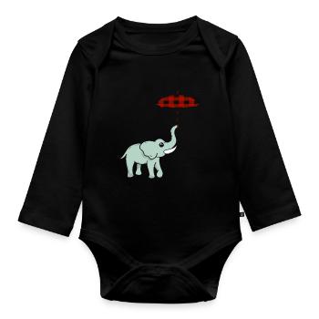 Elephant Elephant Elephant Proboscis Zoo Circus - Organic Longsleeve Baby Bodysuit - black - Front