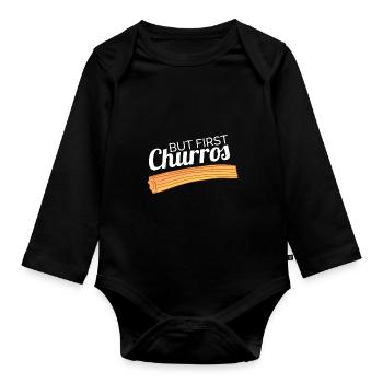 Churro Gift Mexico Food - Organic Longsleeve Baby Bodysuit - black - Front