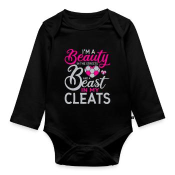 Ich Bin Eine Schönheit Auf Der Straße Und Ein - Baby Bio-Langarm-Body - Schwarz - Vorne