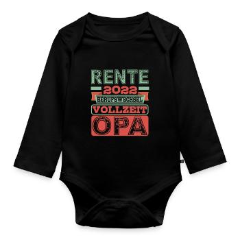 Lustiger Ruhestand Spruch Rentner Opa Großvater - Baby Bio-Langarm-Body - Schwarz - Vorne