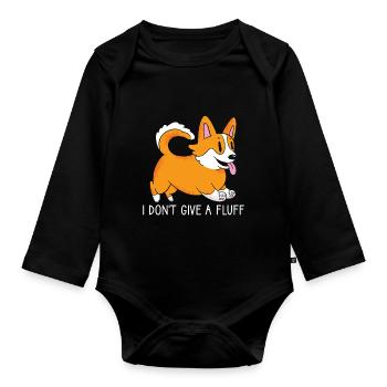 I don't give sweet fluff corgi dog owner - Organic Longsleeve Baby Bodysuit - black - Front