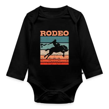 Cowboy Rodeo Western Bull Rider Bucking Riding - Organic Longsleeve Baby Bodysuit - black - Front