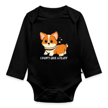 I don't give sweet fluff corgi dog owner - Organic Longsleeve Baby Bodysuit - black - Front