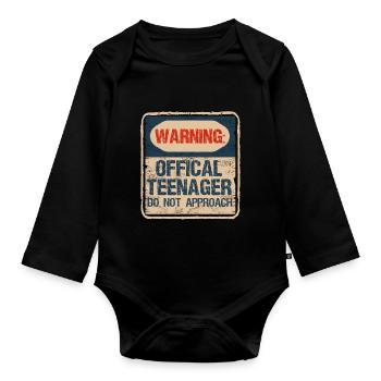 Warning Official Teenager 13 years old - Organic Longsleeve Baby Bodysuit - black - Front